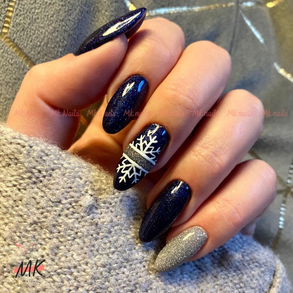 Pose complète gel nail art flocon